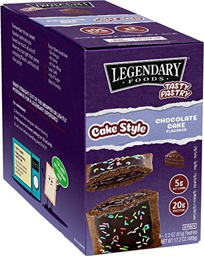 Legendary Foods New Cake Style Tasty Pastry | Low Carb | High Protein | Keto Friendly | No Sugar Added | Protein Snacks | On-The-Go Breakfast | Keto Food - Chocolate Cake (8pk)