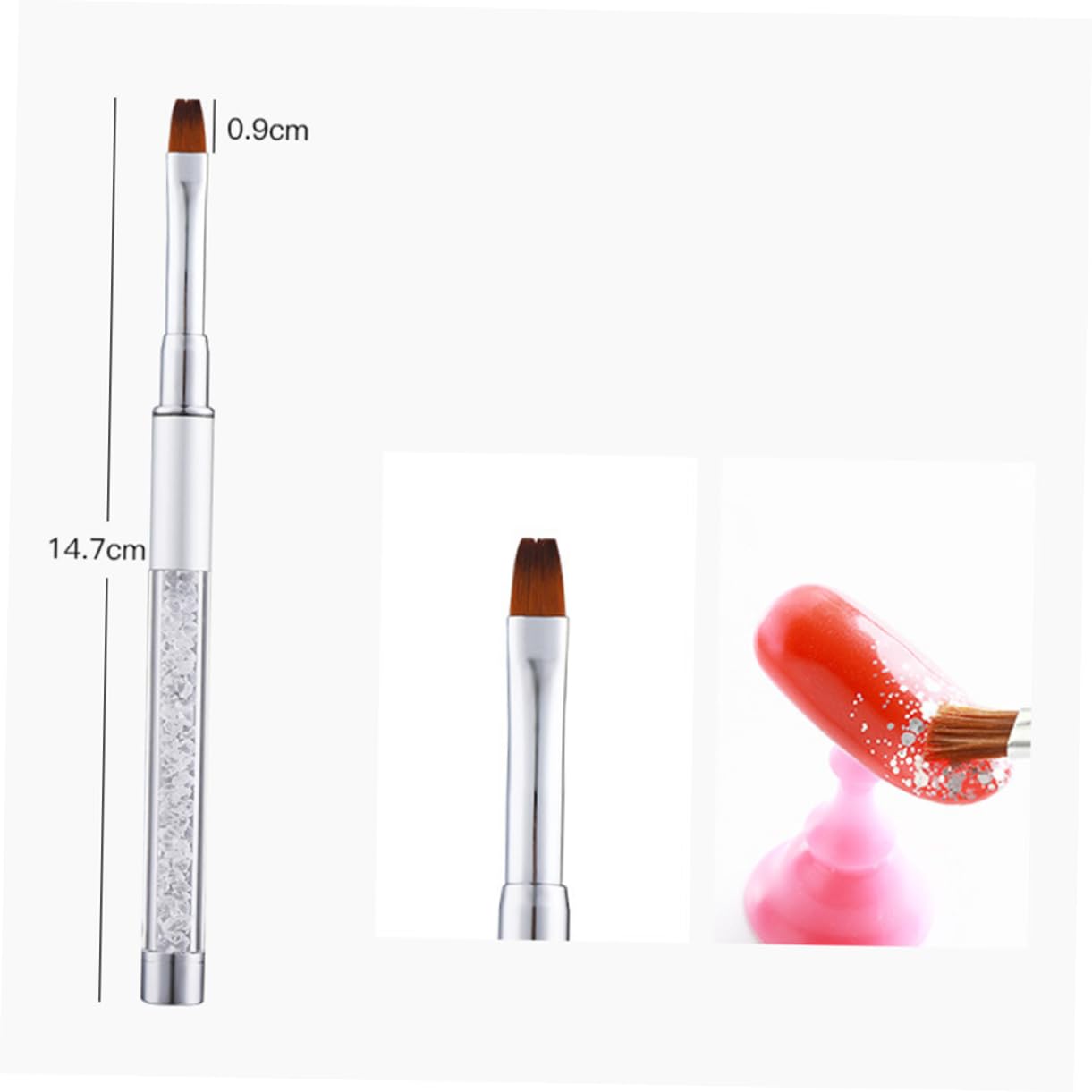 Healeved 10pezzi Pennelli Per Manicure Acrilico Con Manico Rhinestone Kit Di Strumenti Per Nail Art Per Uso Professionale e Domestico