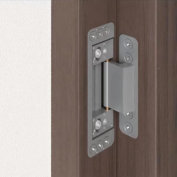 MENGSHI Hidden Door Hinges Ultra-Thin Invisible Hinge for Secret Door Heavy Duty Concealed Hinges Adjustable Butt Hinges 2 Pack - Sliver