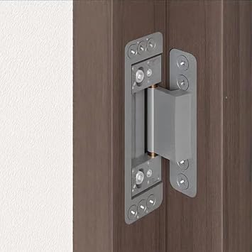 MENGSHI Hidden Door Hinges Ultra-Thin Invisible Hinge for Secret Door Heavy Duty Concealed Hinges Adjustable Butt Hinges 2 Pack - Sliver