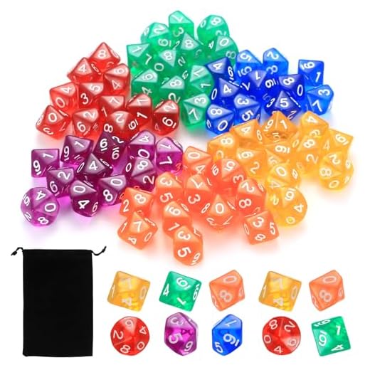 72 PcsDados Poliédricos, Dados de rol PoliédricoDados D10 de 10 Caras, Dados Acrílicos para D&D/RPG/MTG Juegos de Mesa, con 1 Bolsa de Almacenamiento