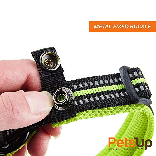 Image of PetsUp Nylon Stylish Dog Collar Neck Belt for Small Medium Large Dogs (Large, Reflective Collar- Green), 40 x 2 cm