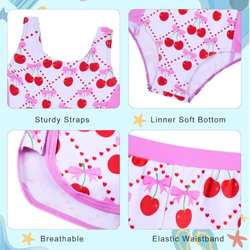 Image of TUONROAD Toddler Girls One Piece Swimsuit 2Pcs Bathing Suit Kids Swimwear with Short for 3-9