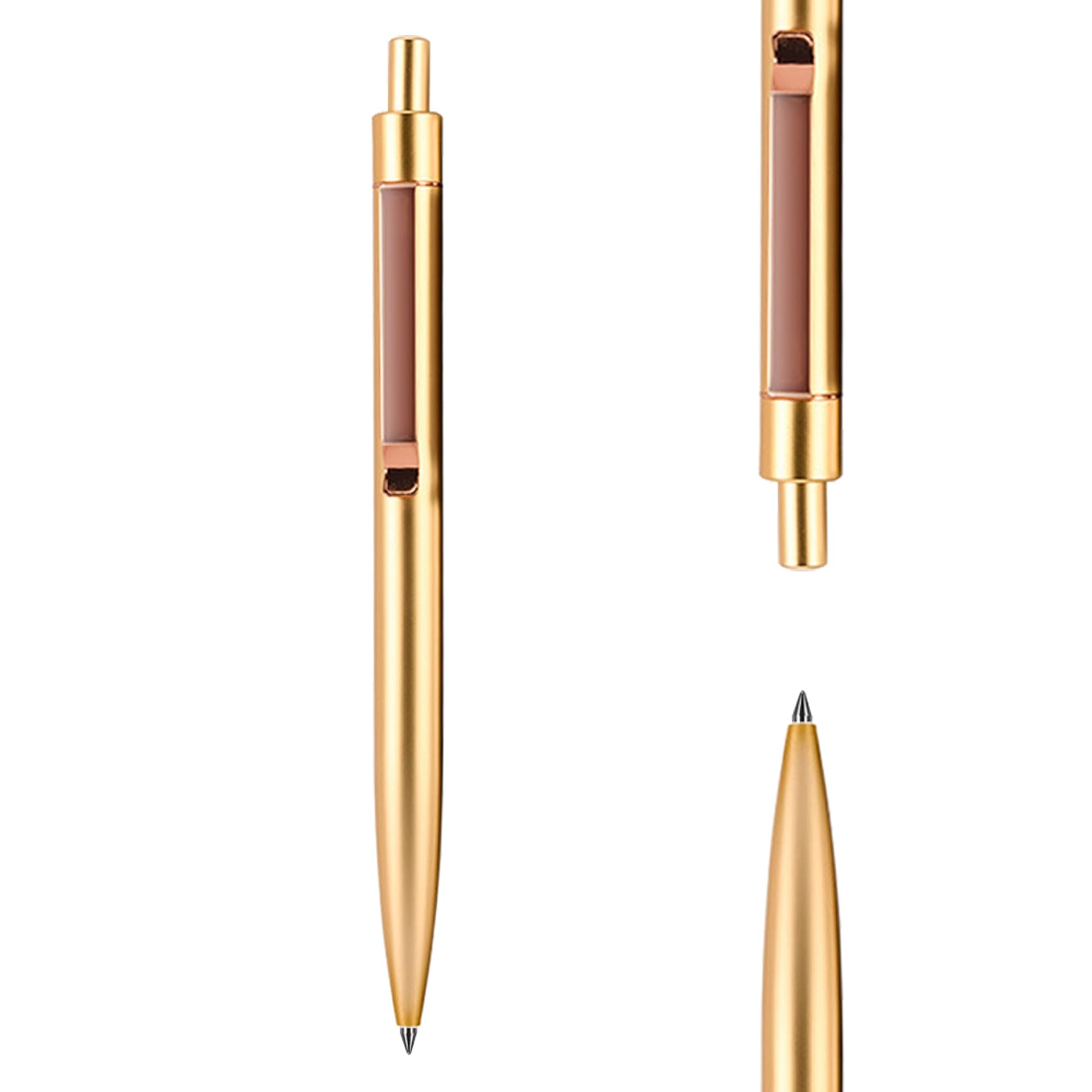 DUNBONG Golden Metal Gel Pen, Gel Ink Ballpoint Pen, Black Ink, 0.5mm Retractable Ink Pen (Golden)