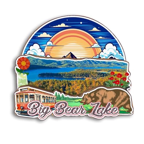 Imán Decorativo Redondo Big Bear Lake USA 3D miniatura 1