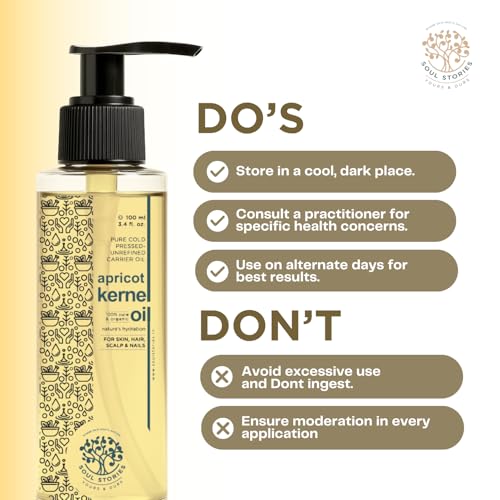 Image of Soul Stories Apricot Kernel Oil 100ml | 100% Pure Cold Pressed Oil for Hair, Face & Body | Helps Nourish Dry Skin, Soften Hair & Support Healthy Scalp | Rich in Vitamin E