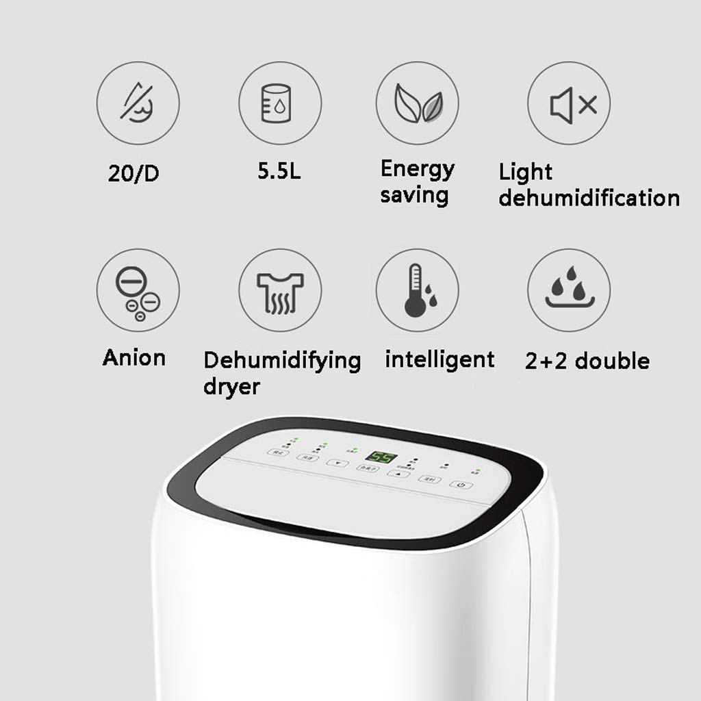Deumidificatore Piccolo da 5,5 L per 2100 Piedi Cubi 260 Piedi Quadrati Portatile E Compatto Silenzioso per Casa, Camera da Letto,