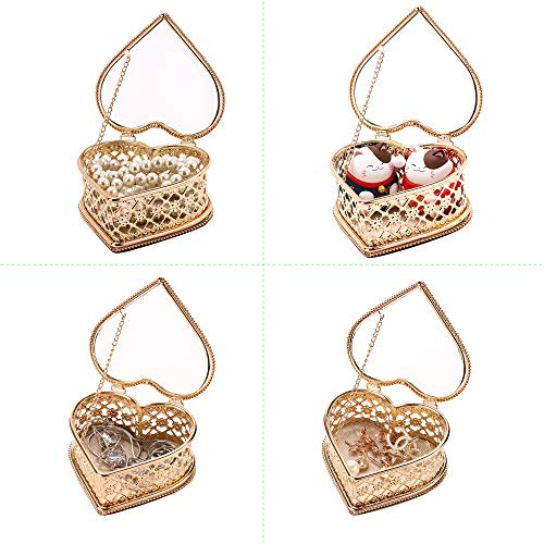Handmade Art Glass Metal Jewelry Box Heart Shape Display Case For Women #TOP3