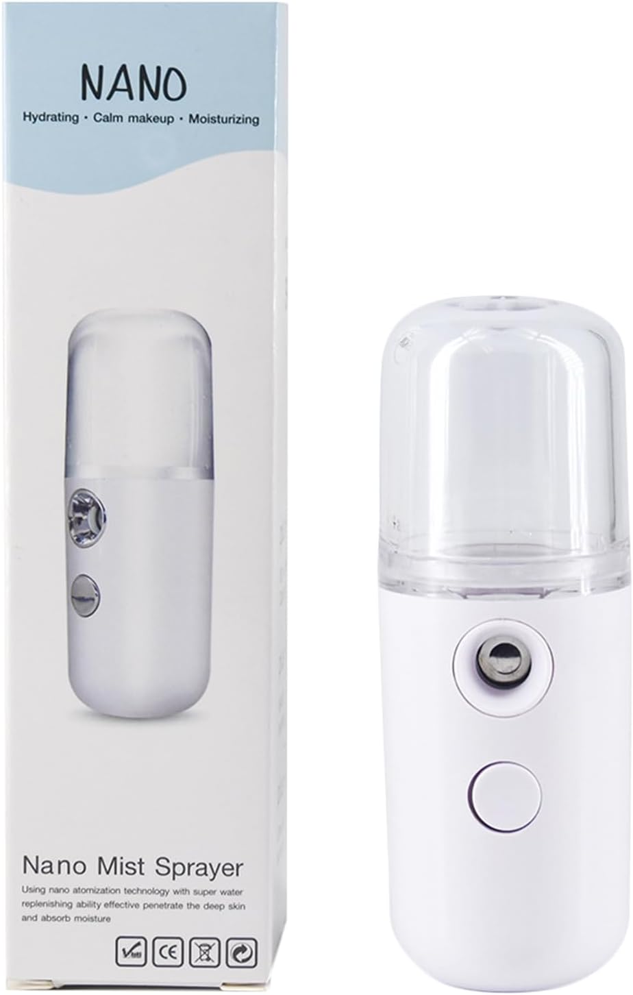 Nano Facial Mister – Draagbare Nano Facial Steamer | Compacte Handige Facial Misterwith Continuos Hydratatie | Mist luchtbevochtiger Ideaal voor diepe hydratatie en verfrissing op elk moment., Wit