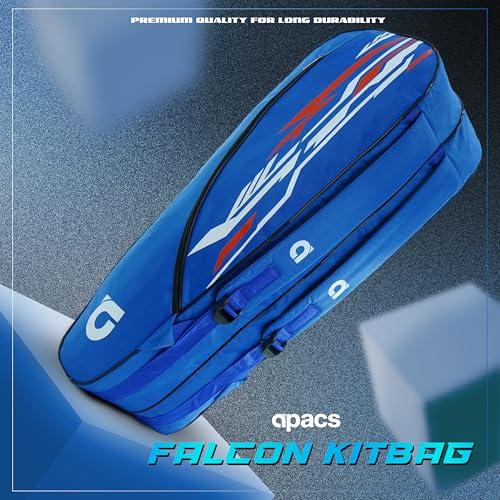 Image of Apacs Falcon Badminton Kitbag with Premium Long-Lasting Material | Spacious Main Compartment + Side Storage | Comfy Adjustable Backpack Straps | Ideal for Professional Players (Blue)