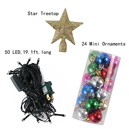 20" Mini Christmas Tree Tabletop Set With Clear Led Lights, Artificial Mini Christmas Tree With Star Treetop And Ornaments, Best Diy Christmas Decorations (Storage Bag Included) #TOP3