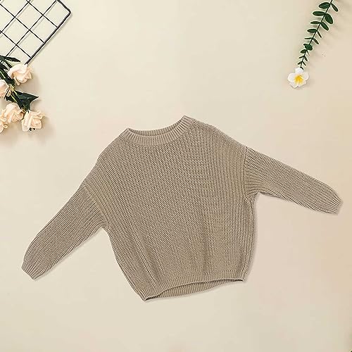 Baby Boys Girls Knit Sweater Long Sleeve Crewneck Loose Pullover Top Winter Thermal Warm Solid Sweatshirt3