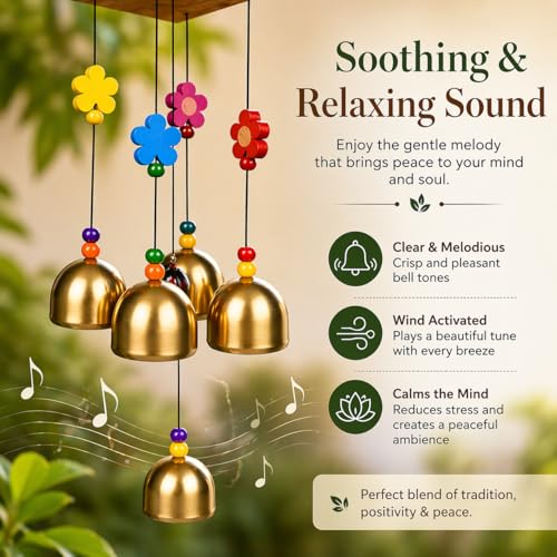 Image of Wind Chimes for Home Decor | Vastu Wind Chime for Positive Energy & Good Luck | Soothing Sound Hanging for Balcony, Entrance & Living Room | Premium Metal Bells | Housewarming Gift