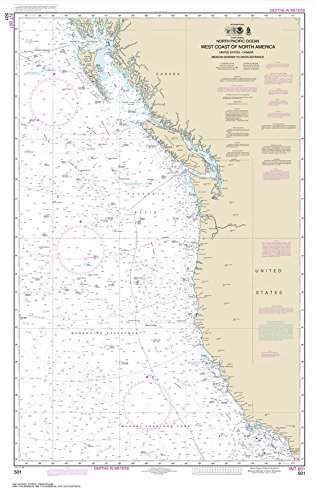 Paradise Cay Publications NOAA Chart 501: North Pacific Ocean West Coast of North America Mexican Border to Dixon Entrance 27.5 x 43.3 (Waterproof)
