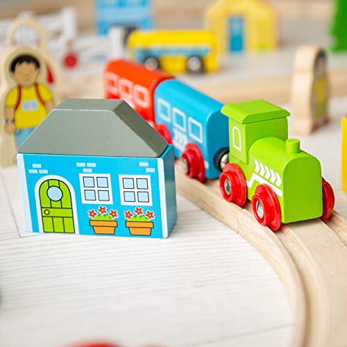 Bigjigs Rail Holzeisenbahn Set Stadt und Land – Bild 7
