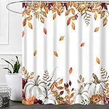 iTapnoom Fall Pumpkins Maple Leaf Shower Curtain, Autumn Leaves Harvest Thanksgiving...