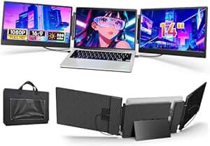 LivElect 14'' Triple Laptop Screen Extender, 1080P FHD Porta