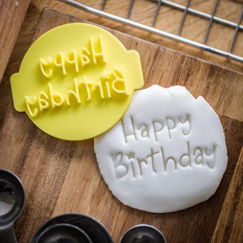 The Cookie Cutter Hub Happy Birthday Embosser/Stamp For Cupcakes Fondant Icing Clay Cake Baking Decoration #TOP1