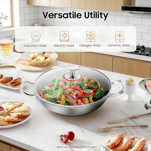 Wok rectangular doble cara con tapa 14.17 in miniatura 5