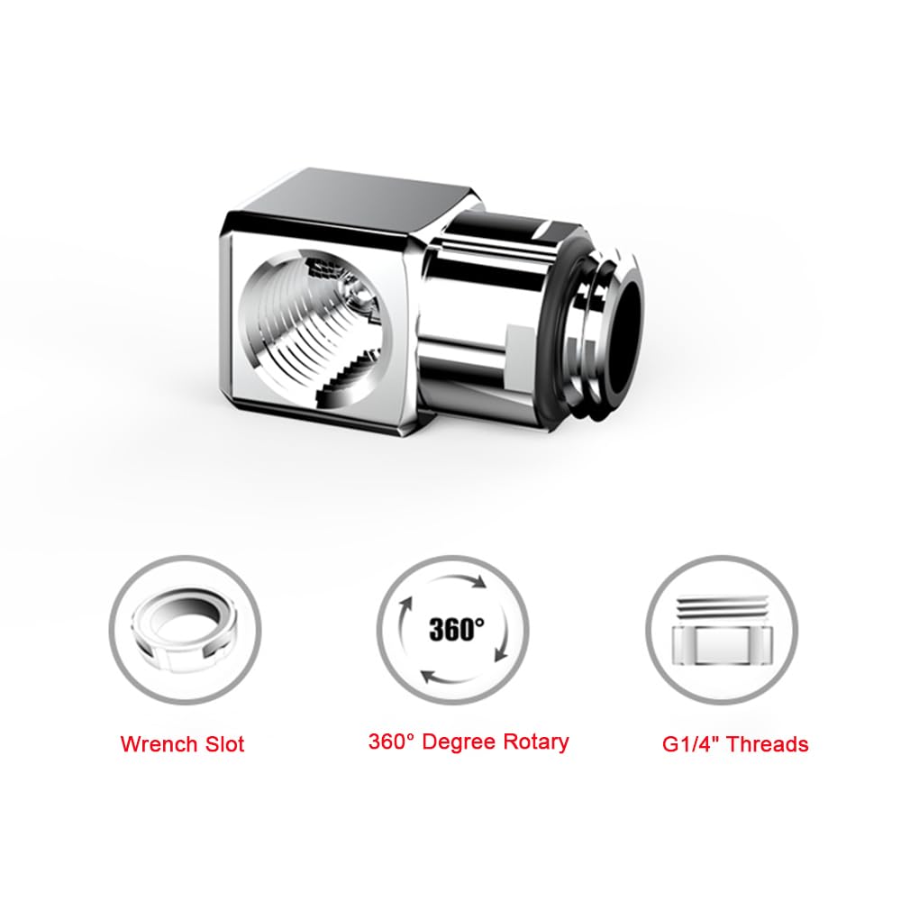 Runiash G1/4 90° Adapter 4er-Set - Drehbare Wasserkühlung Verbinder Silber
