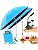 QTREE intelligence Beach Umbrella,2PACK 48.7inch Chair Umbrella with Clamp adjustable 360°,UV Protection Large Camping Chair Umbrellas for Camping chair, Glof Cart,Table(Chair,Table not include)