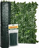 Lemag Siepe Artificiale Edera 1x3 m con Rete Ombreggiante PVC – Schermo Privacy per Recinz...