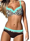 Conjunto de bikini sexy: la forma de 3/4 taza del bikini está diseñada de acuerdo con la estructura del cuerpo humano que puede proteger los senos para que no se aprieten. Copas con baberos para una figura perfecta.