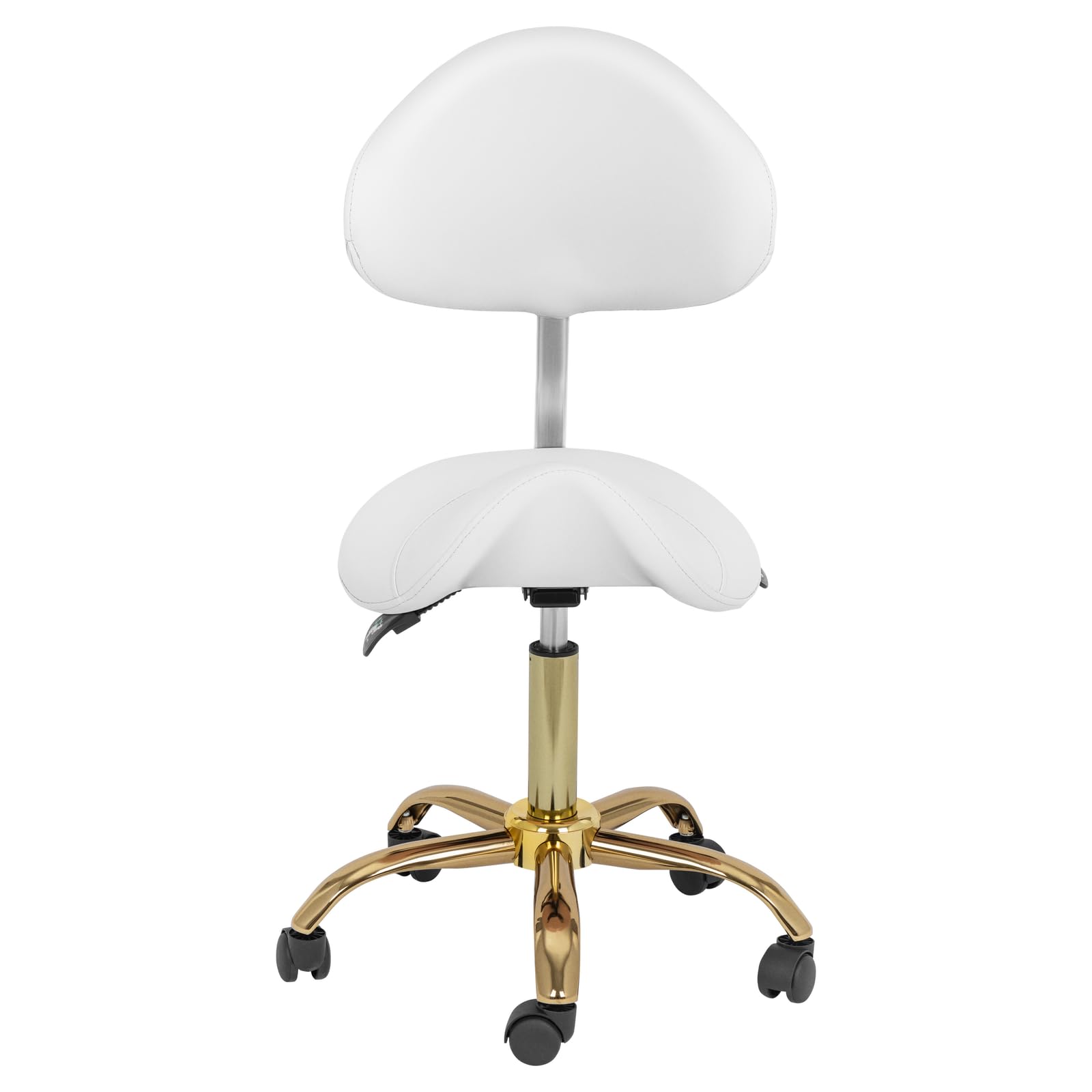 physa PHYSA MANNHEIM WHITE_GOLD Sgabello a sella con schienale 51-65 cm 150 kg - Bianco, oro Sgabello regolabile con schienale