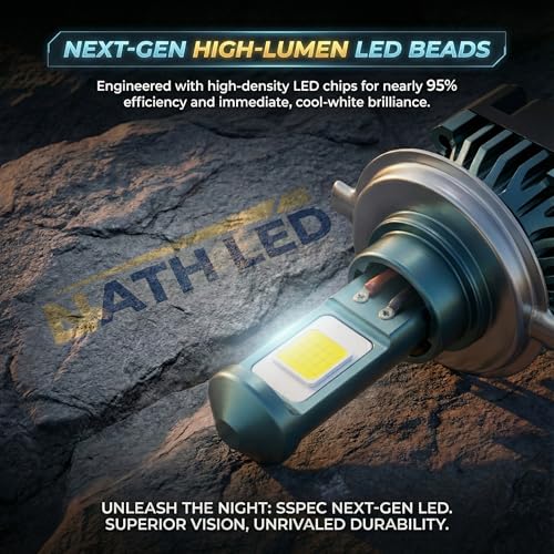 Image of MOTOLURGY NATH H4 50W Hi /Lo Beam LED Headlight Bulb | 8000 Lumens | Bike /Motorcycle Headlight | Made in India | 15 Months Replacement Warranty (Yellow White)
