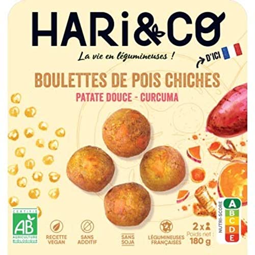 Hari&co Bolas de garbanzos orgánicos, batata, cúrcuma, proteína vegetal, 2 x 85 g