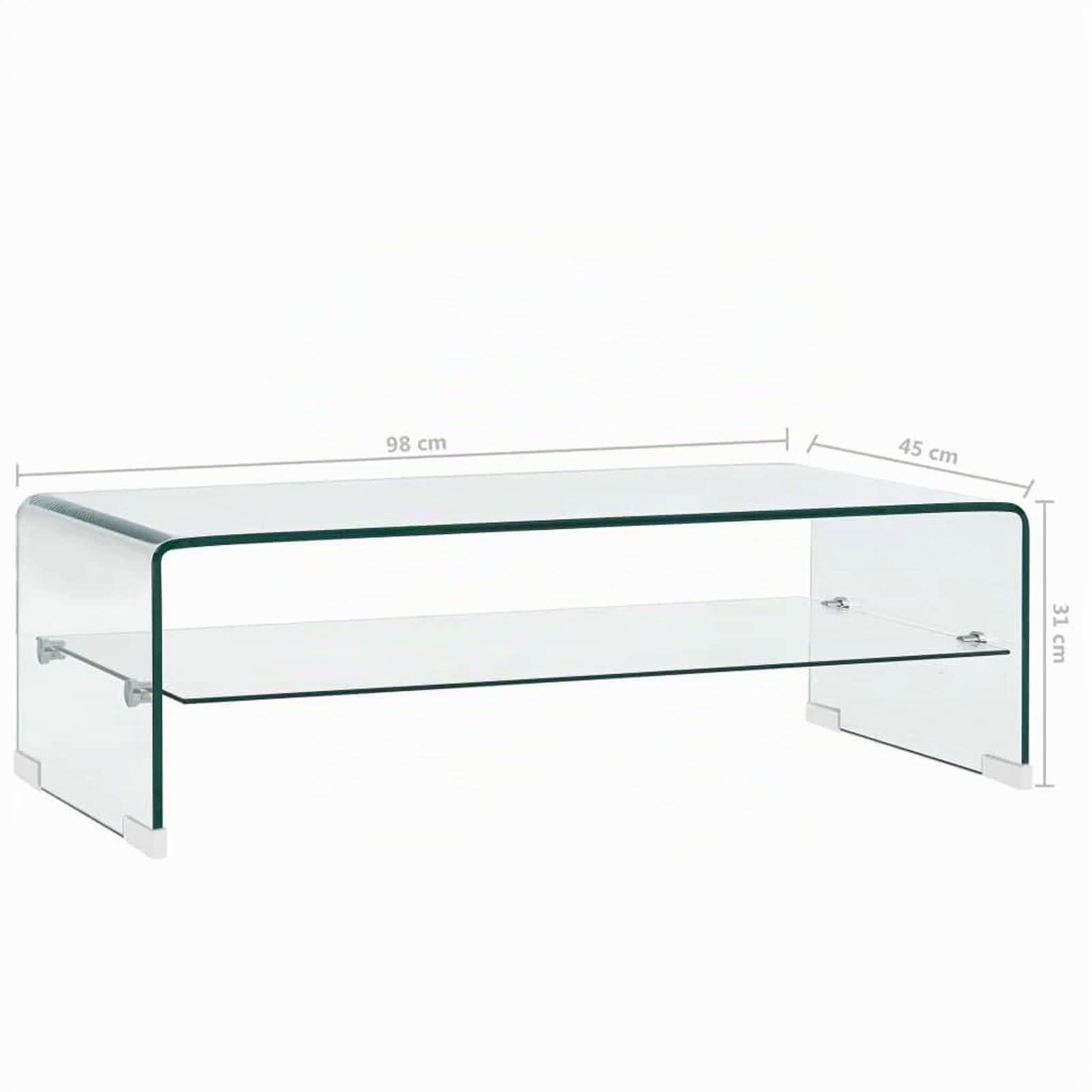 ShGaxin Mesa de Centro, Mesa Baja Salon, Mesa Centro Salon, Mueble Salon, Mesa Auxiliar, Mesa Cafe, Mesita Salon, de Vidrio Templado Transparente 98x45x31 cm