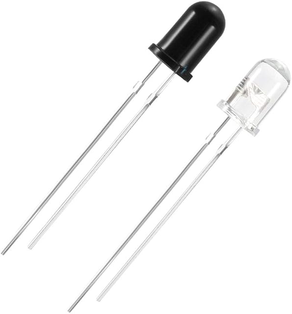 sourcing map 20pairs 5mm 940nm LEDs Infrared Emitter and IR Receiver Diode DC1.2-1.3V Light Emitting Diodes