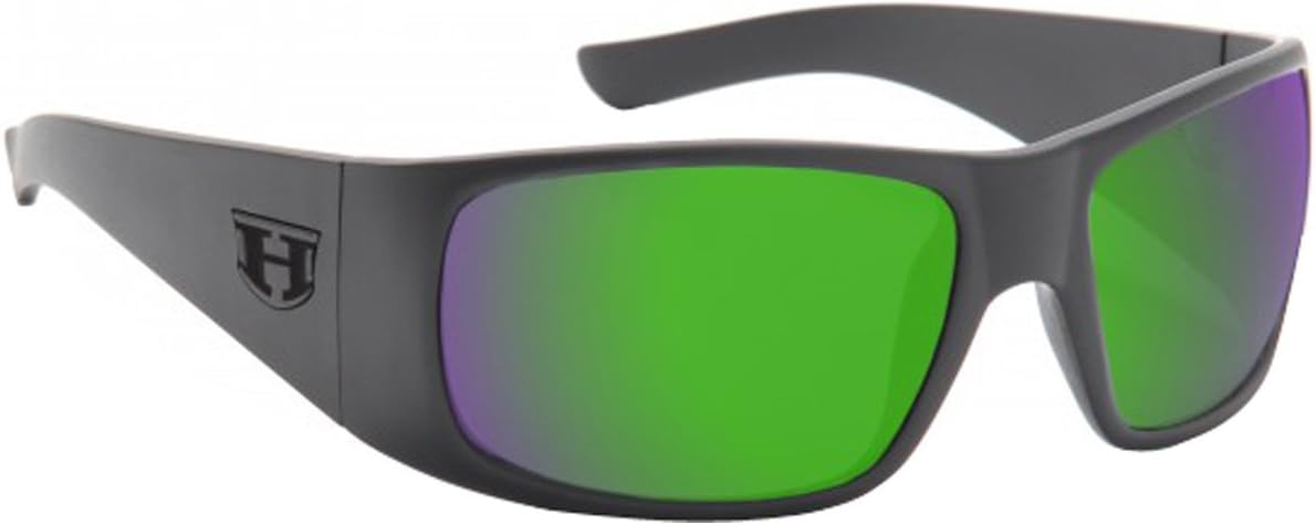 Ritz Polarized Sunglasses, Black on Black / Green Chrome , One Size