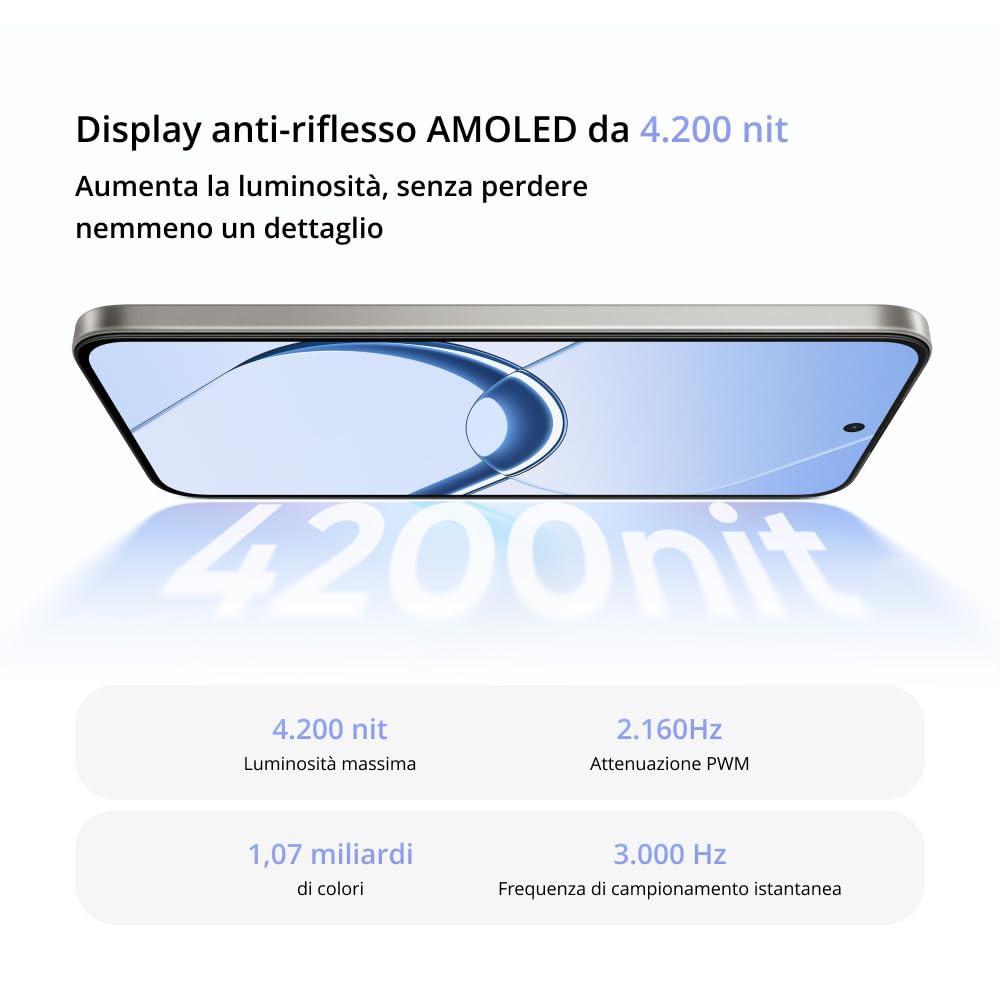 realme 16 5G Smartphone 6550mAh Batteria, 6GB RAM 256GB ROM, Display AMOLED 120Hz, Ricarica 60W, IP69 Impermeabile, Nero Air