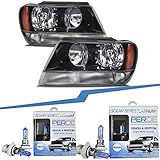Jeep Grand Cherokee Black Headlights w/Clear Signal Light & Xenon Bulbs