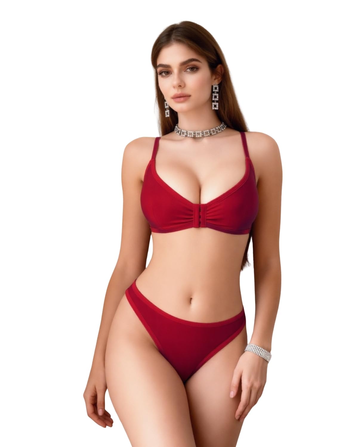 LUXZII Women Non-Padded Bra Panty Set | Wirefree Comfortable Front Hook Lingerie Set | Adjustable Strap Everyday Innerwear-picture-23