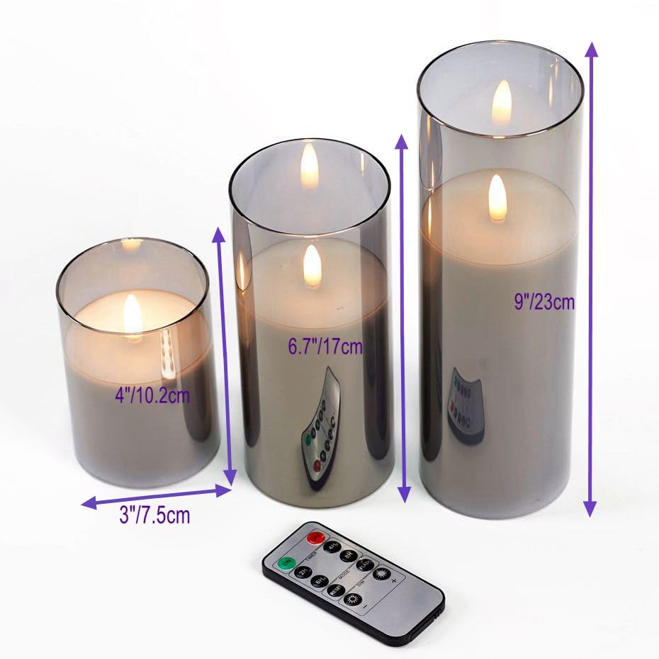 Flameless Candle Glass Set of 3(H 4