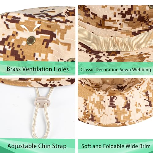 Image of Sun Hats for Men Women Boonie Hat UPF 50+ Bucket Hat Wide Brim UV Protection Fishing Hiking Safari Outdoor Hats