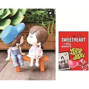 Chocozone Kissing Couple on Bench Resin Showpiece Couple Miniatures Romantic Gifts for Boyfriend
