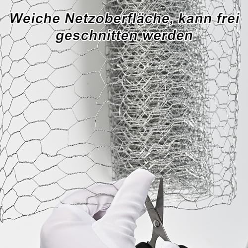 Cieex Kaninchendraht, 0.4 x7m Hasendraht Drahtzaun, Maschendraht Verzinkt, Hühnerdraht Feinmaschig, Dechseckgeflecht für Tierzäune, Handwer ksartikel und Gemüsegarten