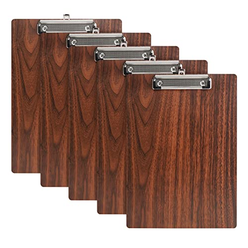 Klemmbrett Holz A4,5 Stück Schreibbrett Klemmbretter mit Metalklemme, Schreibplatte Clipboard Zwischenablage