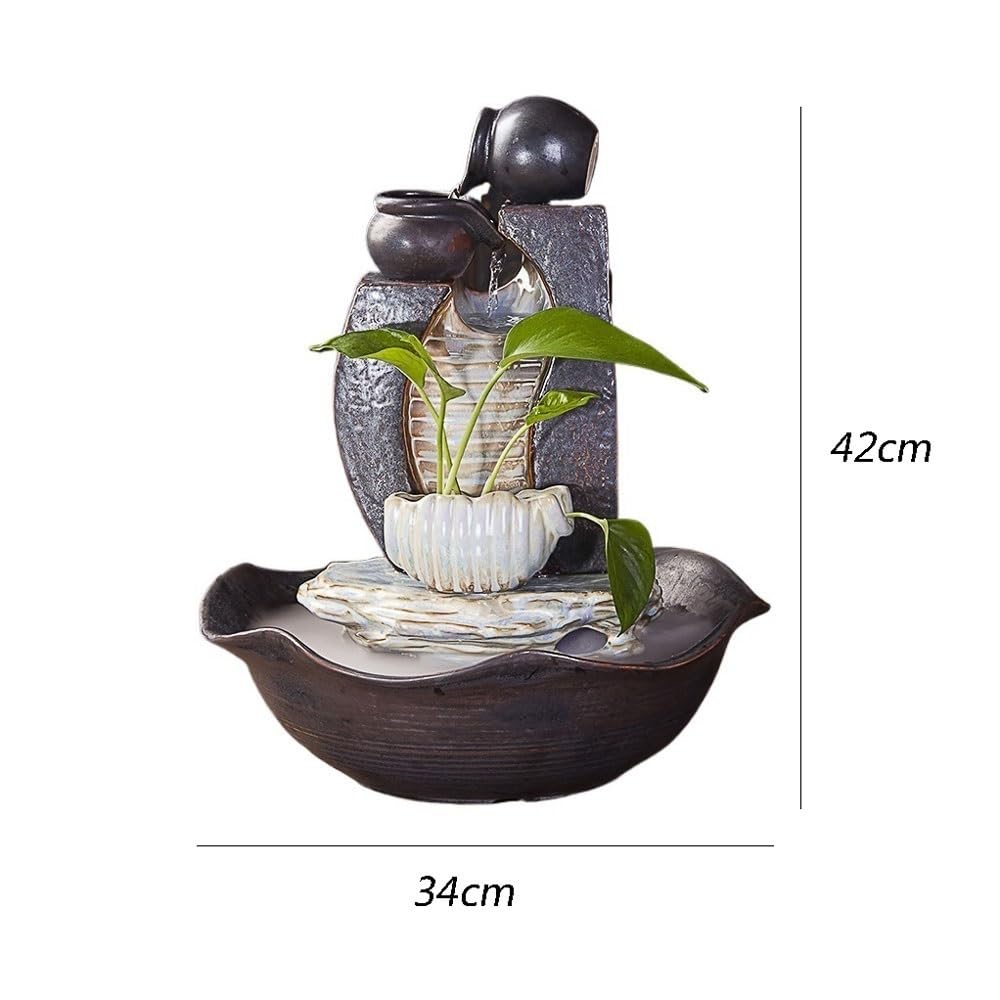 característica del Agua Fuente de Agua cerámica for Oficina, Sala Estar, Fuente silenciosa for Hacer Fortuna con Feng Shui, Adornos Escritorio