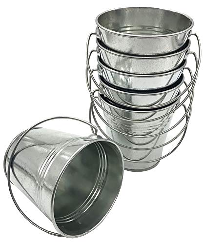 Italia 6-Pack Metal Bucket 3.7 Quart color Galvanized Size 7.5 x 7.5