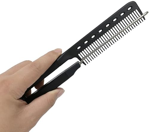 Miniatura 8 de FRCOLOR Peine alisador de 2 piezas, peine de hierro plano, peine de peluquería, peine recto en forma de V, alisador de pelo para peluquería uso en
