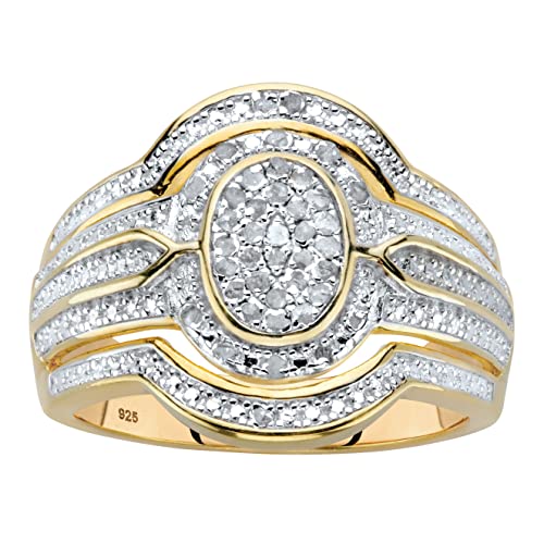 PalmBeach Yellow Gold-plated Sterling Silver Round Genuine Diamond Engagement Ring (1/8 cttw, I Color, I3 Clarity) Sizes 6-10