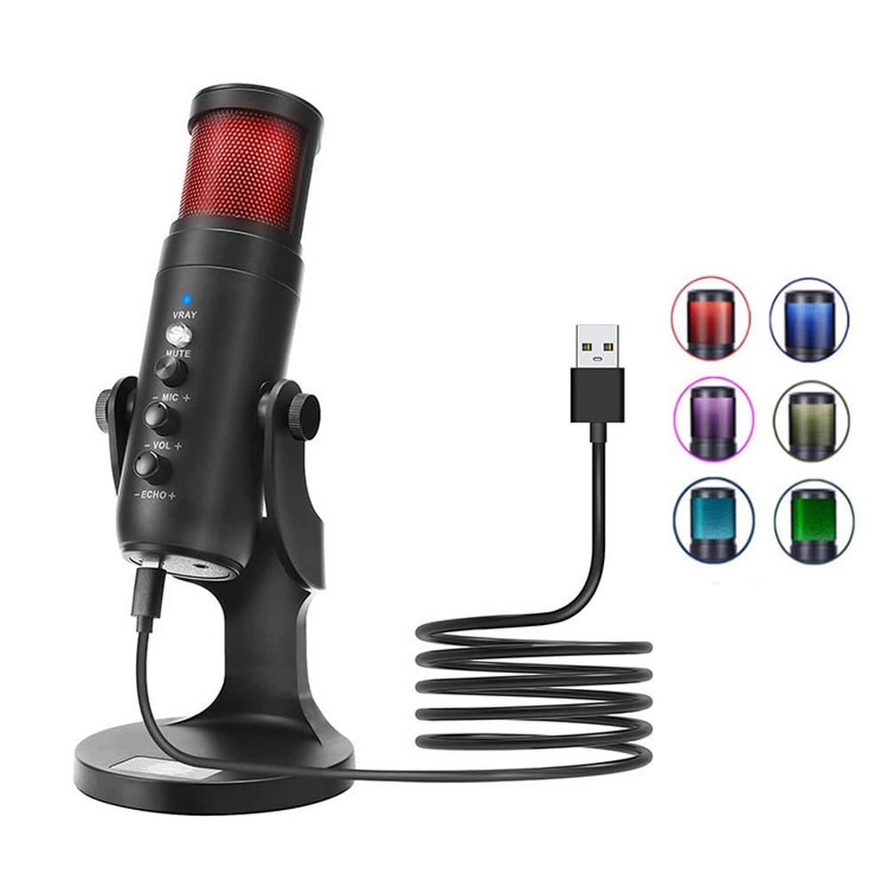 Jmary MC-PW9 Wired USB RGB Microphone for Recording: Buy Online at
