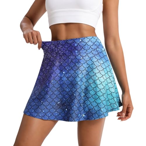 Womens Tennis Skirt Pleated Athletic Skirt with Shorts Pocket High Waisted Mermaid Golf Skort for Workout Pickleball L