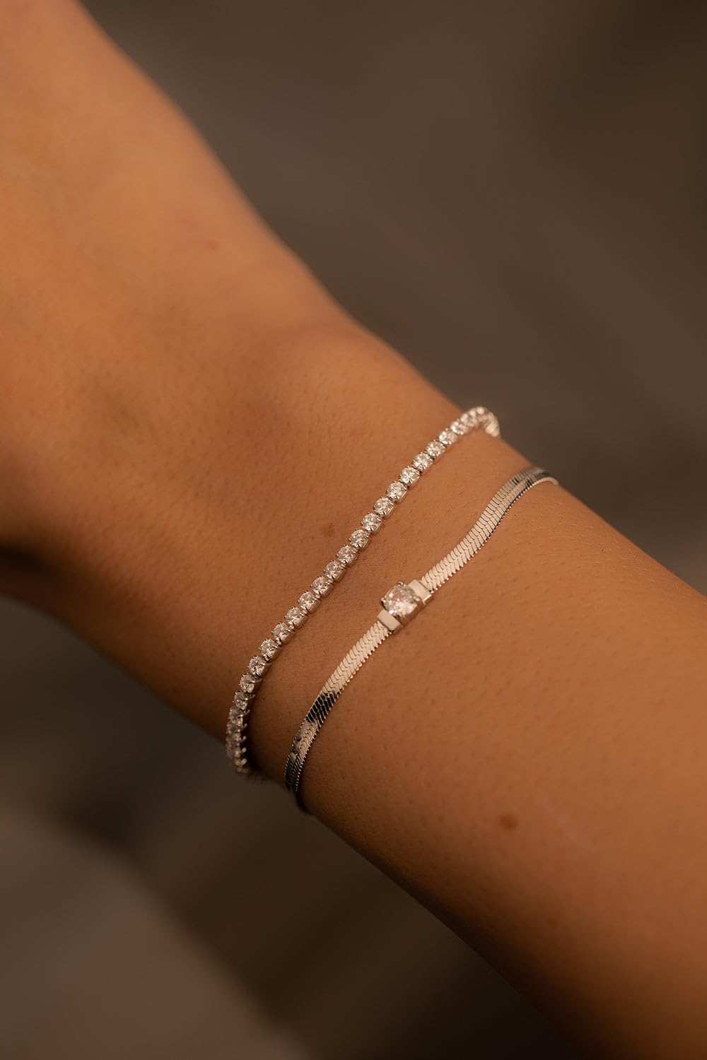 PAUL VALENTINE - Damen Armband Edelstahl - mit Zirkonia Stein