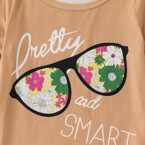 Image of 4-7T Kids Toddler Girls Print Outfits Short sleeved Flower Printed Top+Flower Print Pants Set