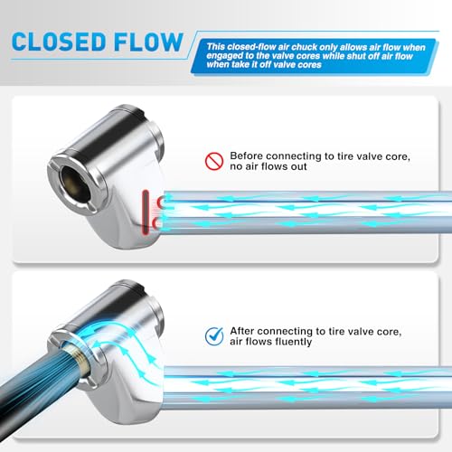 Image of Nilight Dual Head Tire Pressure Gauge Heavy Duty Truck Air Chuck Range 10-150PSI 1-10Bar Tire Pressure Checker Straight-On Tire Air Gauge Extended Tube for Semi Truck, RV, Car, Motorcycle
